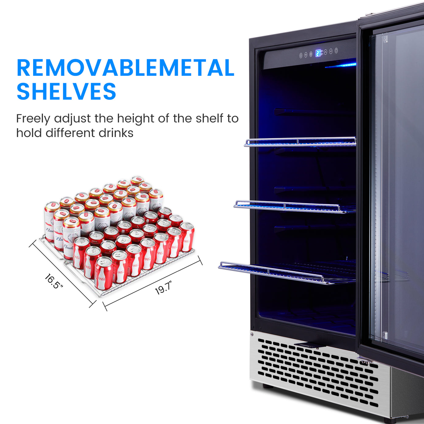 COLOZO 24 Inch Beverage Refrigerator, 190 Cans Wide Beverage and Beer Fridge with Glass Door and Powerful Cooling Compressor, Built-in/Freestanding Drink Fridge for Kitchen, Bar or Office